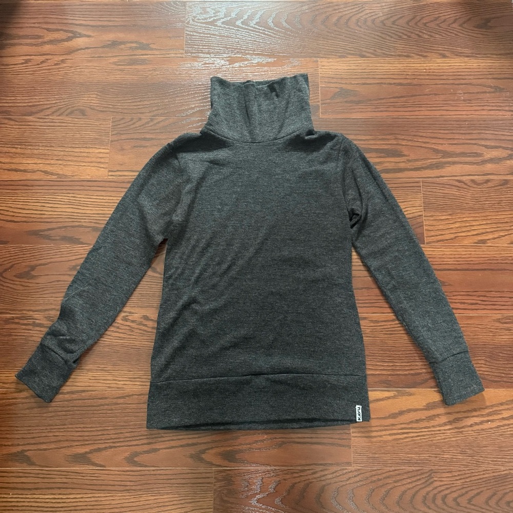 KAVU Sweetie Sweater Women's Pullover Cowl Neck Turtleneck, Charcoal, size Large